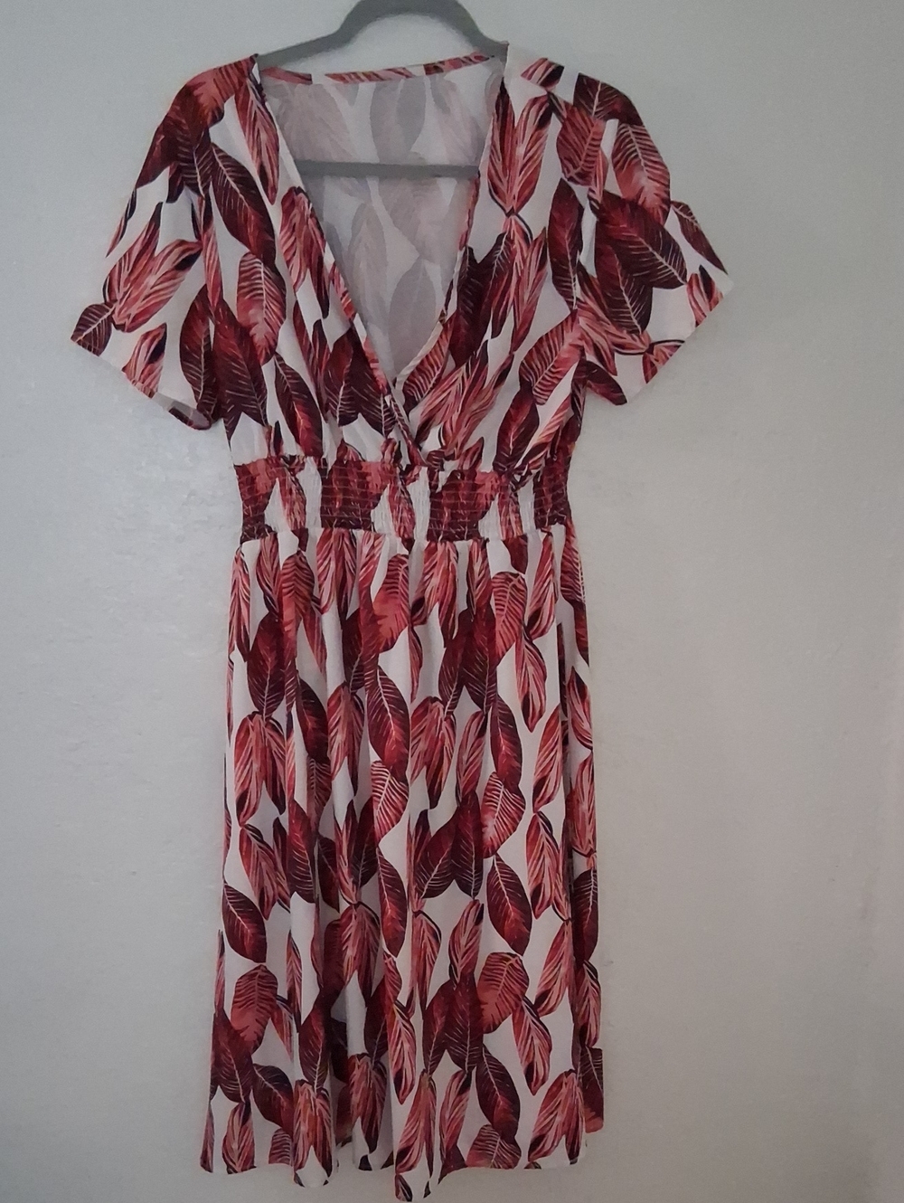 Red Leaf Print Lightweight Women's Dress Comfortable effortless